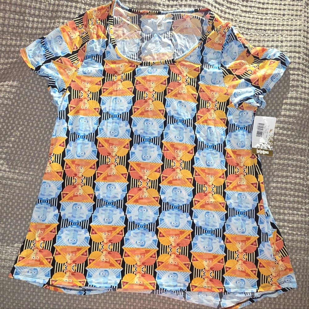 LuLaRoe Orange and Blue Toy Story Graphic T-Shirt